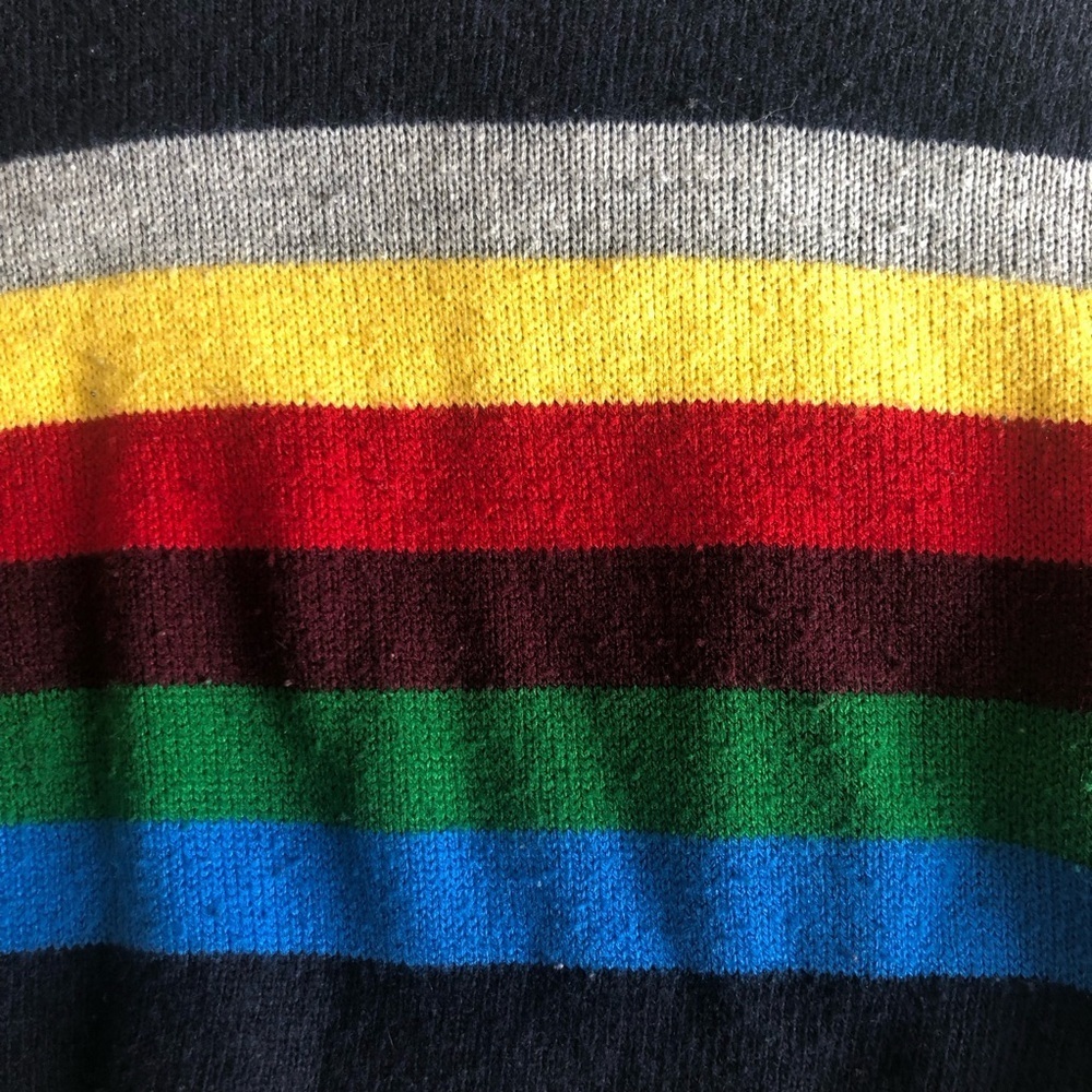 Men's Multicolor 80s Inspired Striped Wool Blend Crewneck Sweater Small - Picture 5 of 7